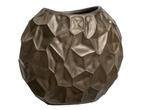Кашпо TREEZ Effectory — Metal — Плоская сфера Design Crumple — Чернёная бронза