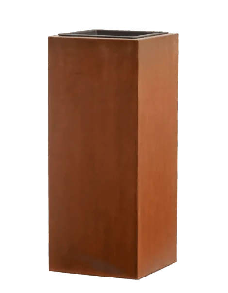 Кашпо TREEZ Effectory — Corten Steel — Высокий куб — Кортеновская сталь — Бархатистая окись