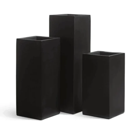 Кашпо TREEZ Effectory — Black Stone — Высокий куб — Антрацит