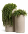 Кашпо TREEZ Effectory — Beton — Высокий цилиндр — Белый песок